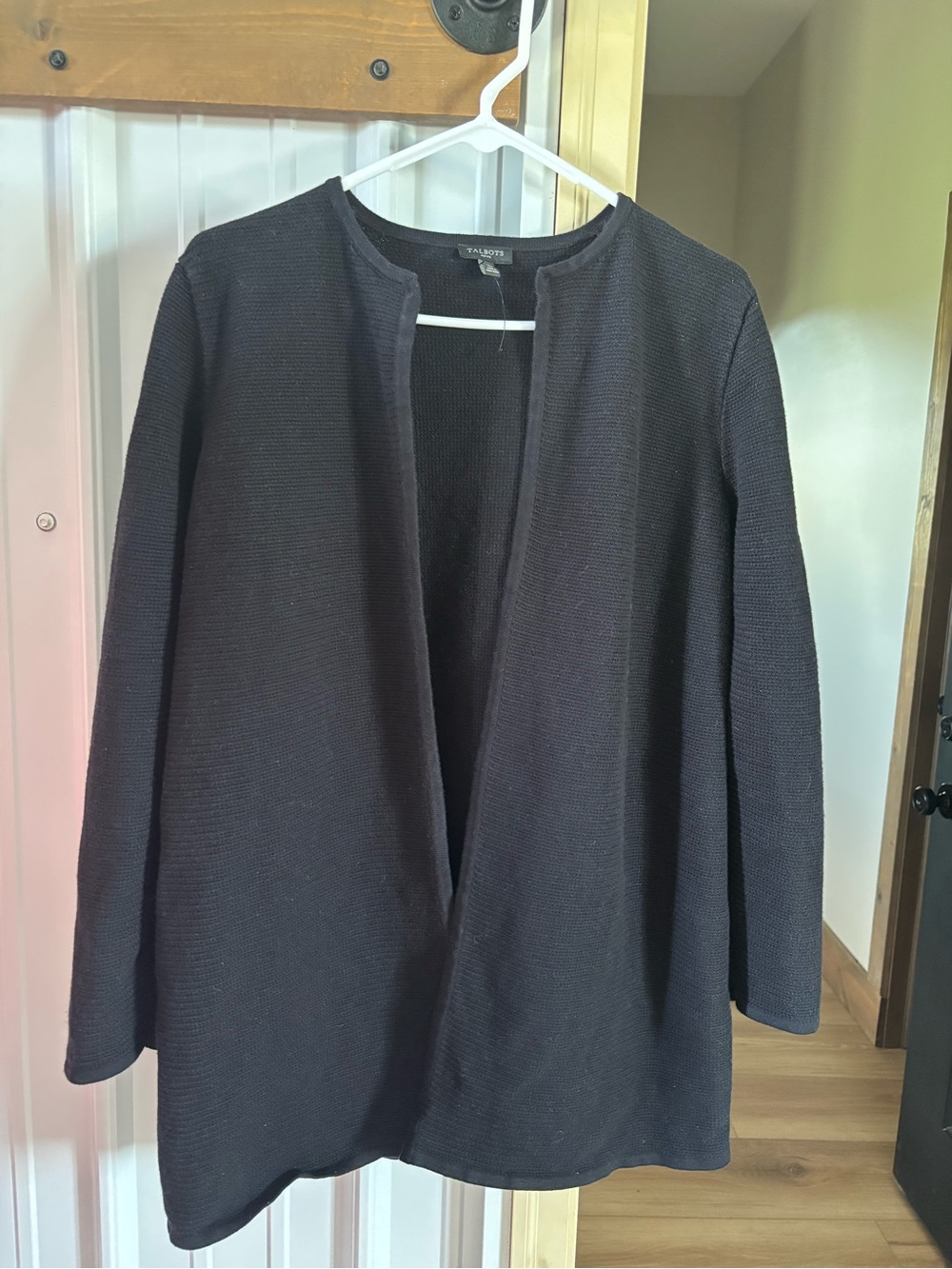 Talbots Black Open-Front Knit Jacket Petite